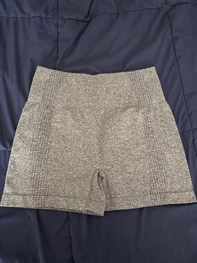 High-Waist Gray Seamless Knit Women’s Shorts